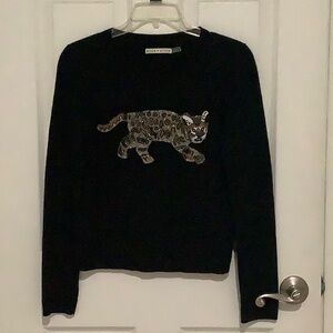 Alice + olivia 100% wool EUC leopard beaded sweater